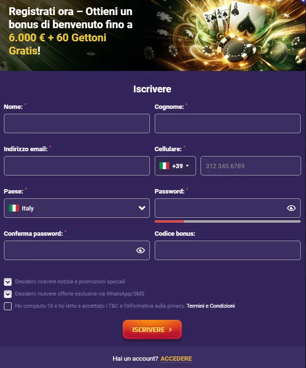 Venetian Moneta Casino Registrazione